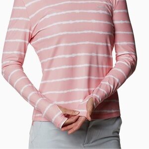 Columbia Salmon Shimmer Tie Dye Stripe Omni Shade Sun Deflector Top Size Large L